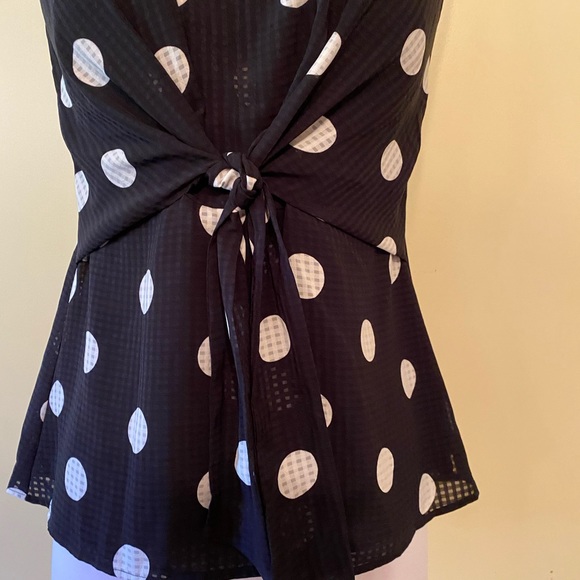 Ann Taylor Polka Dot Tie Front Waist Shell Sz 00P - Picture 11 of 11